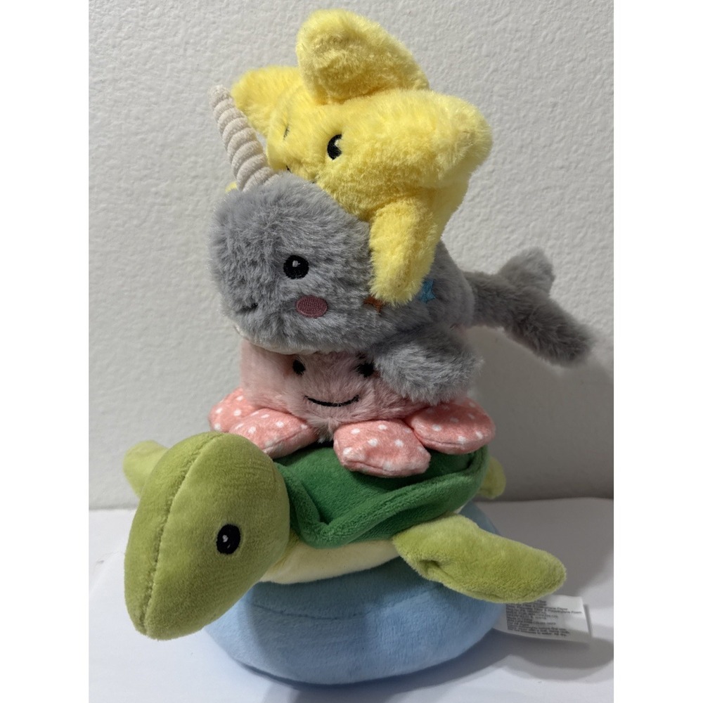 Plush infant toddler stacking rattle toy sea creatures soft‎ baby toy 5 Pcs